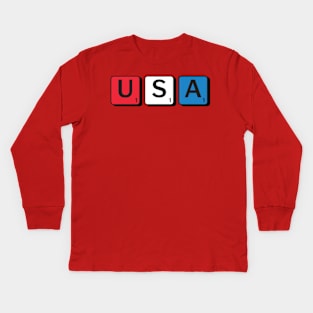 USA #1 Tiles Kids Long Sleeve T-Shirt